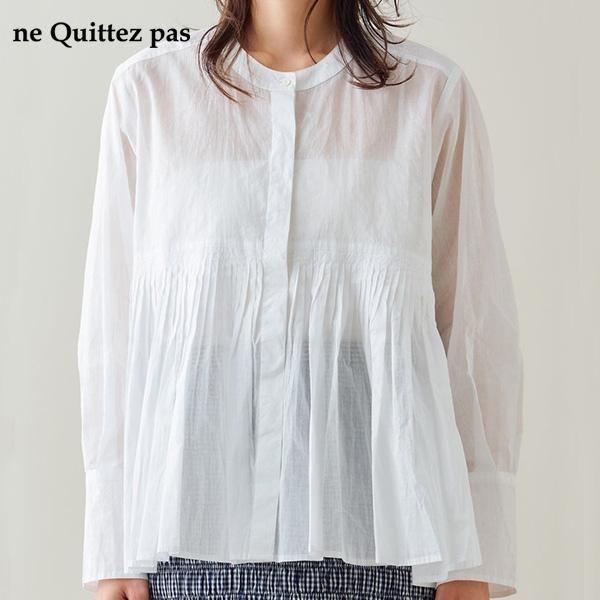<img class='new_mark_img1' src='https://img.shop-pro.jp/img/new/icons24.gif' style='border:none;display:inline;margin:0px;padding:0px;width:auto;' />SALE20OFFne Quittez pas / 010151GN1 / cotton organza tuck blouse2510