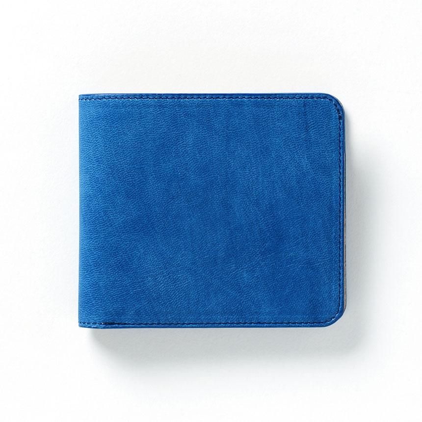 NEWモデル 二つ折り財布 水色| 鹿革を藍染した小物や財布の販売