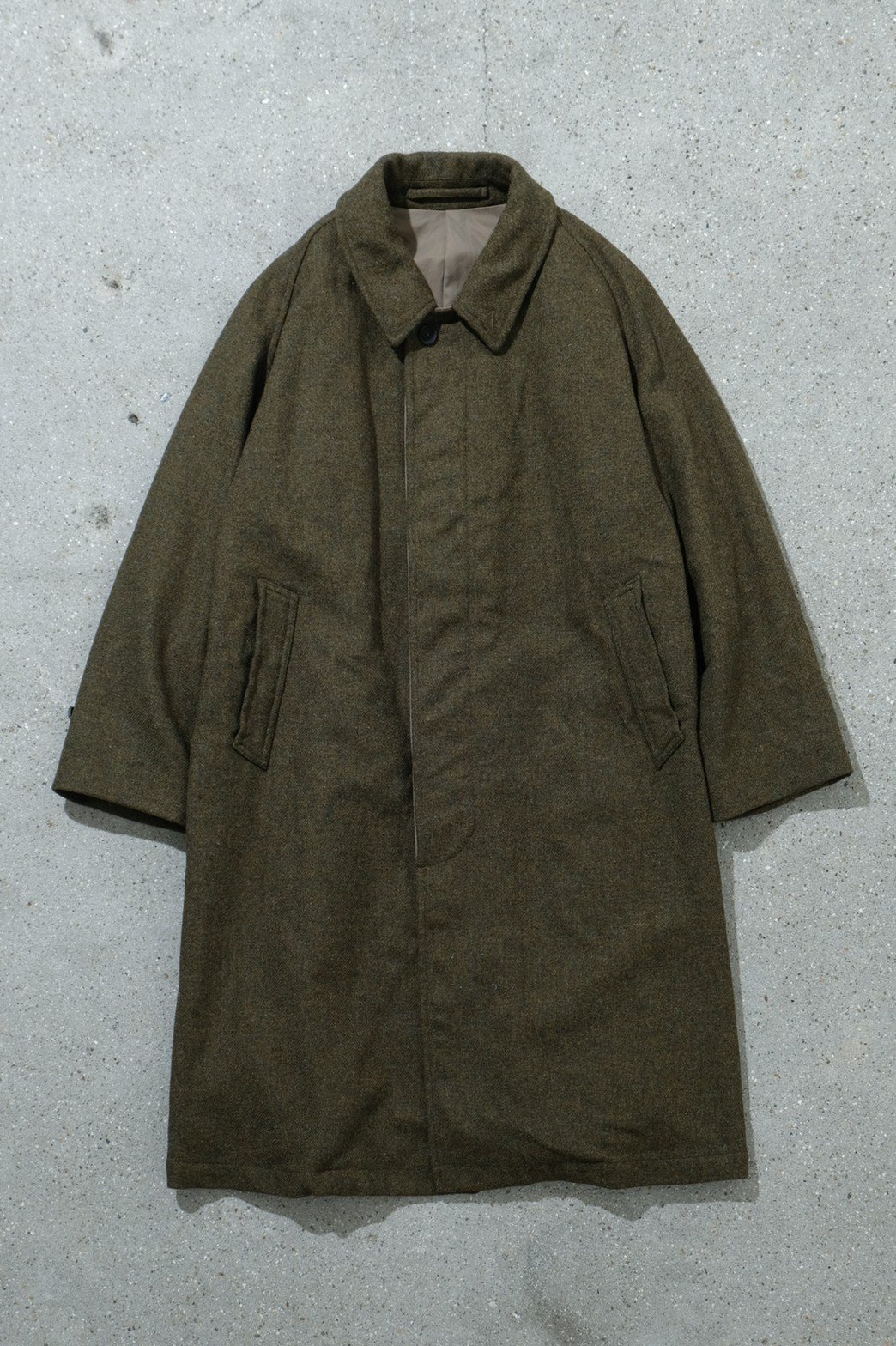 A.PRESSE / Tweed Balmacaan Coat GREEN