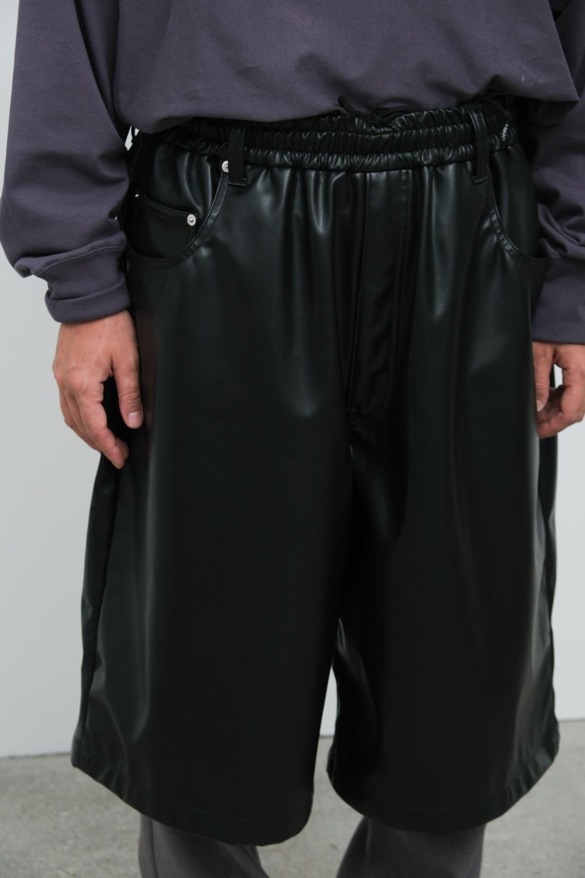 COOTIE PRODUCTIONS / Faux Leather 5 Pocket Wide Easy Shorts