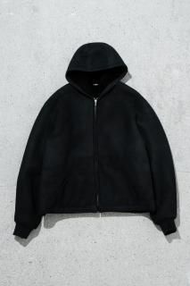A.PRESSE / Mouton ZIP leather Hoodie