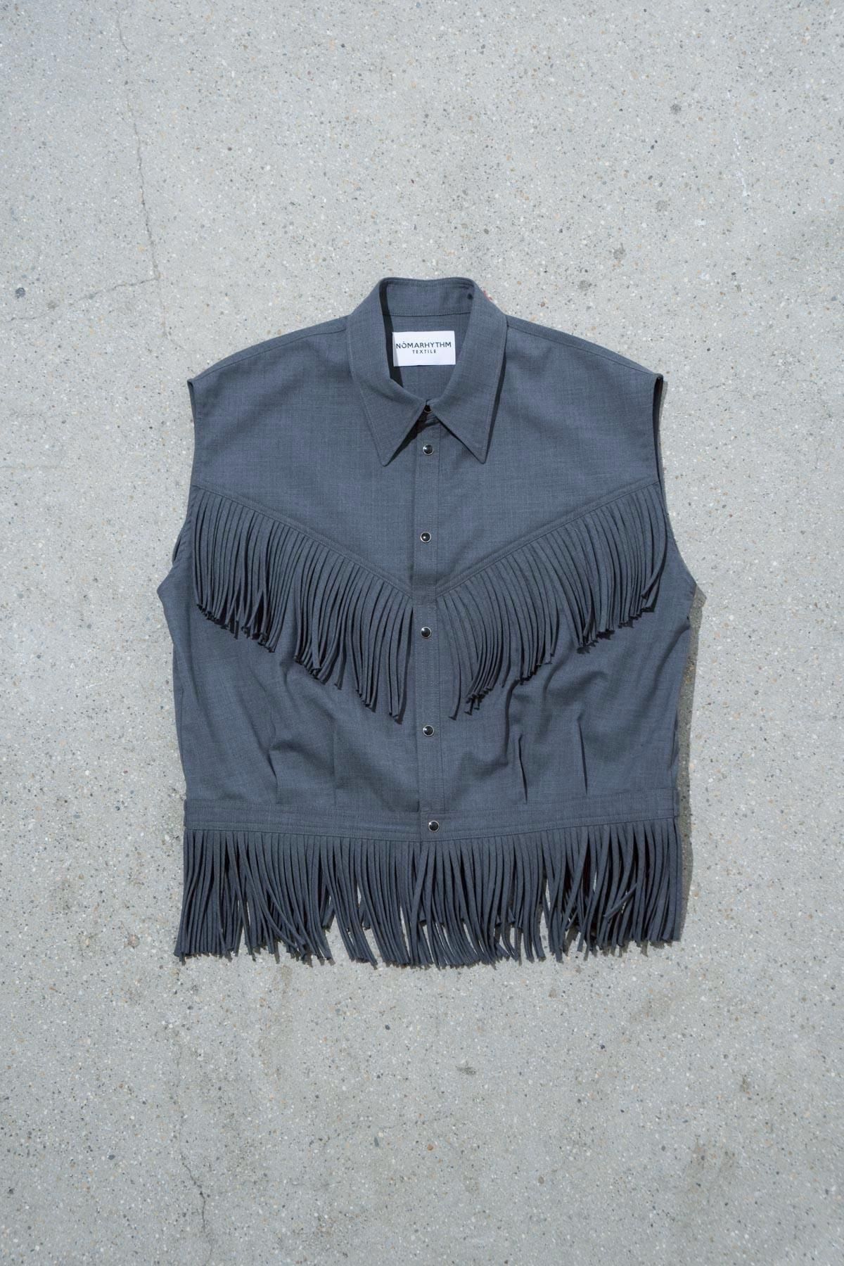 NOMARHYTHM TEXTILE / Fringe Vest for IMA:ZINE GRAY - IMA