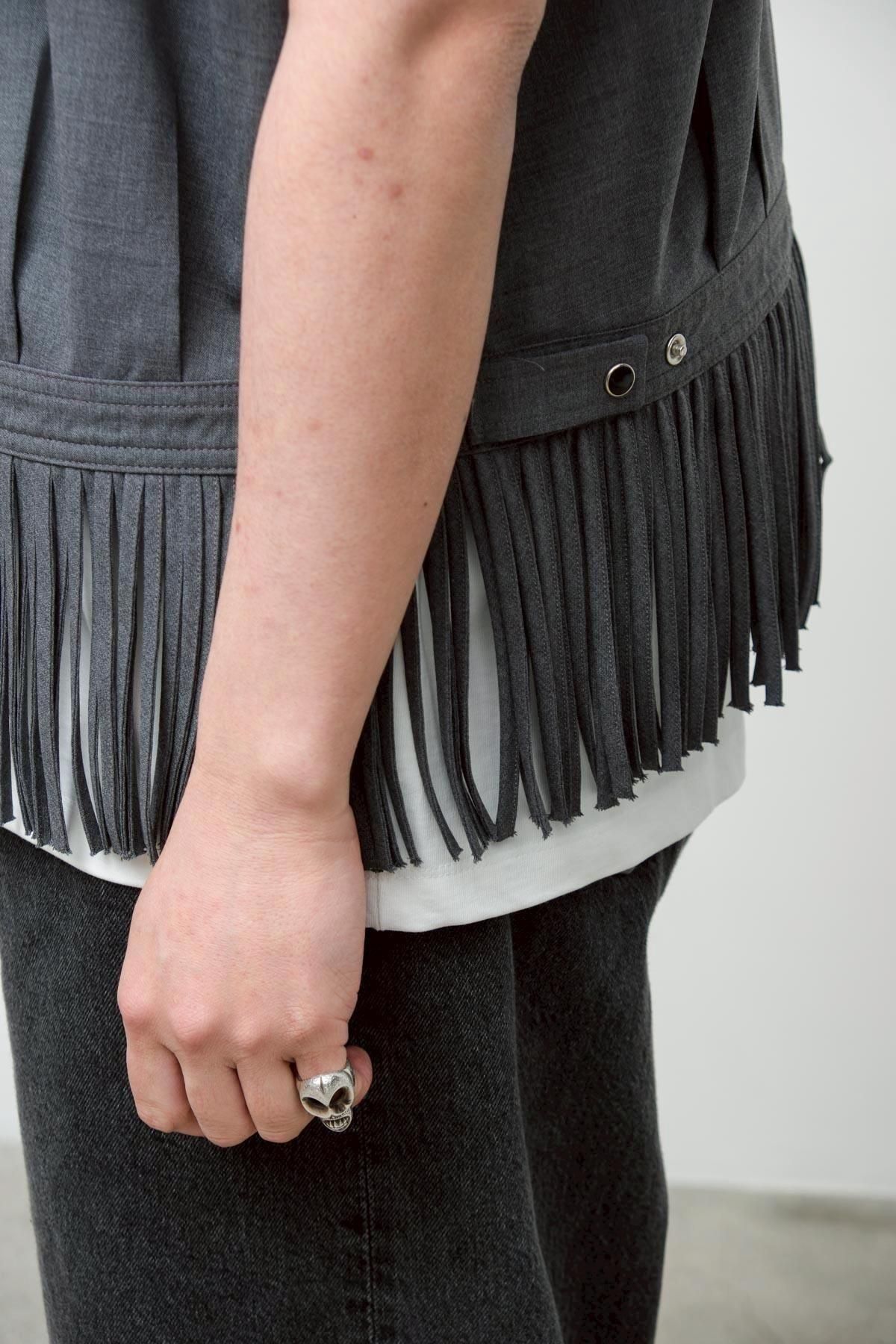 NOMARHYTHM TEXTILE / Fringe Vest for IMA:ZINE GRAY - IMA:ZINE