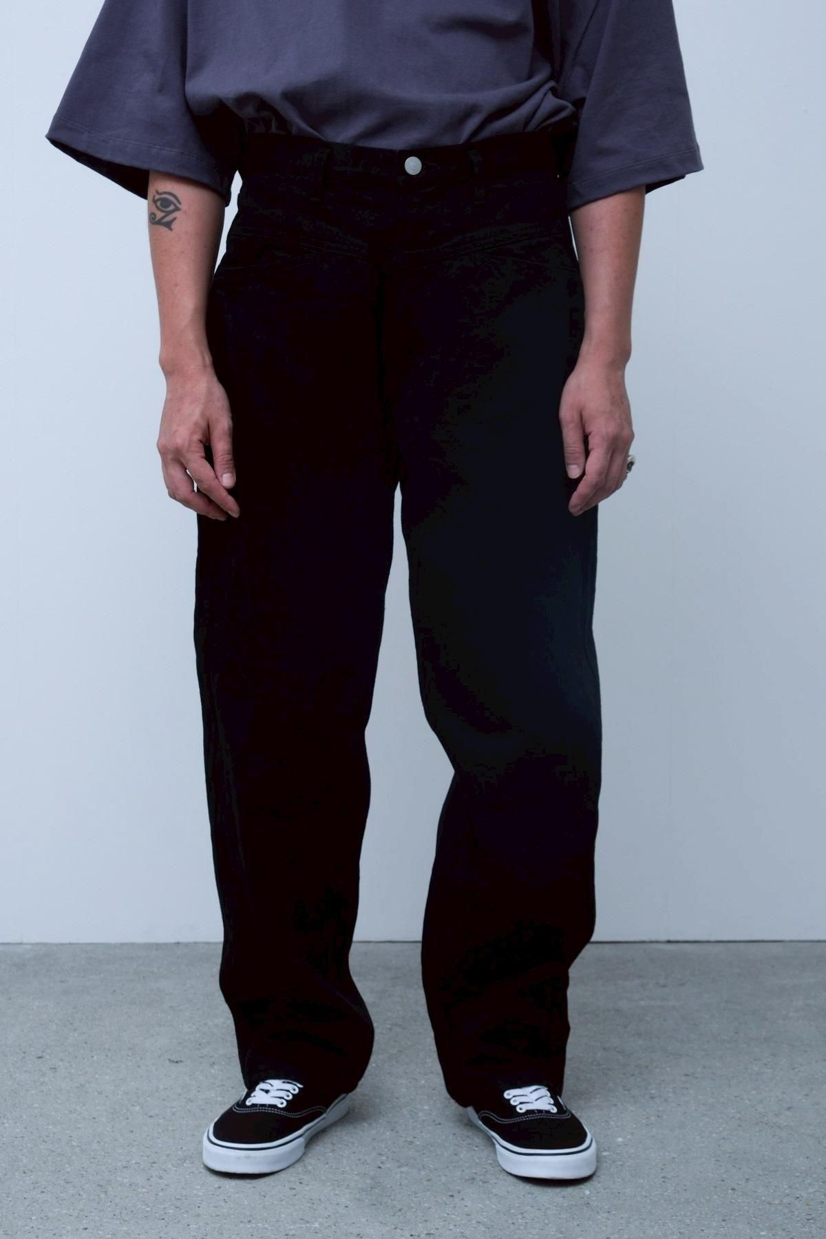 新作25AW COMOLI BLACK DENIM TAPERED PANTS COMOLI Black Denim Tapered Pants, Black – Navyblue