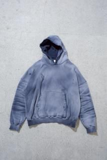 MOOJI MOOJI / OVERSIZED CROP HOODIE IN WISKER IMA:ZINE EX NAVY