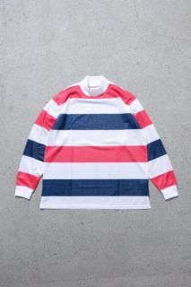 SHIDEN / L/S Mock Neck Tee - Stripe Mesh