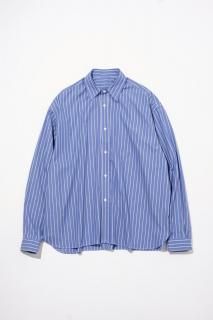 Sillage / wide shirt high count blue stripe
