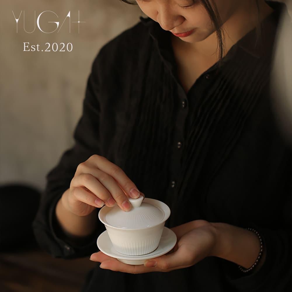 YUGA+} 徳化窯白瓷 茶器 セット 収納バッグ付き - 高品質薬膳