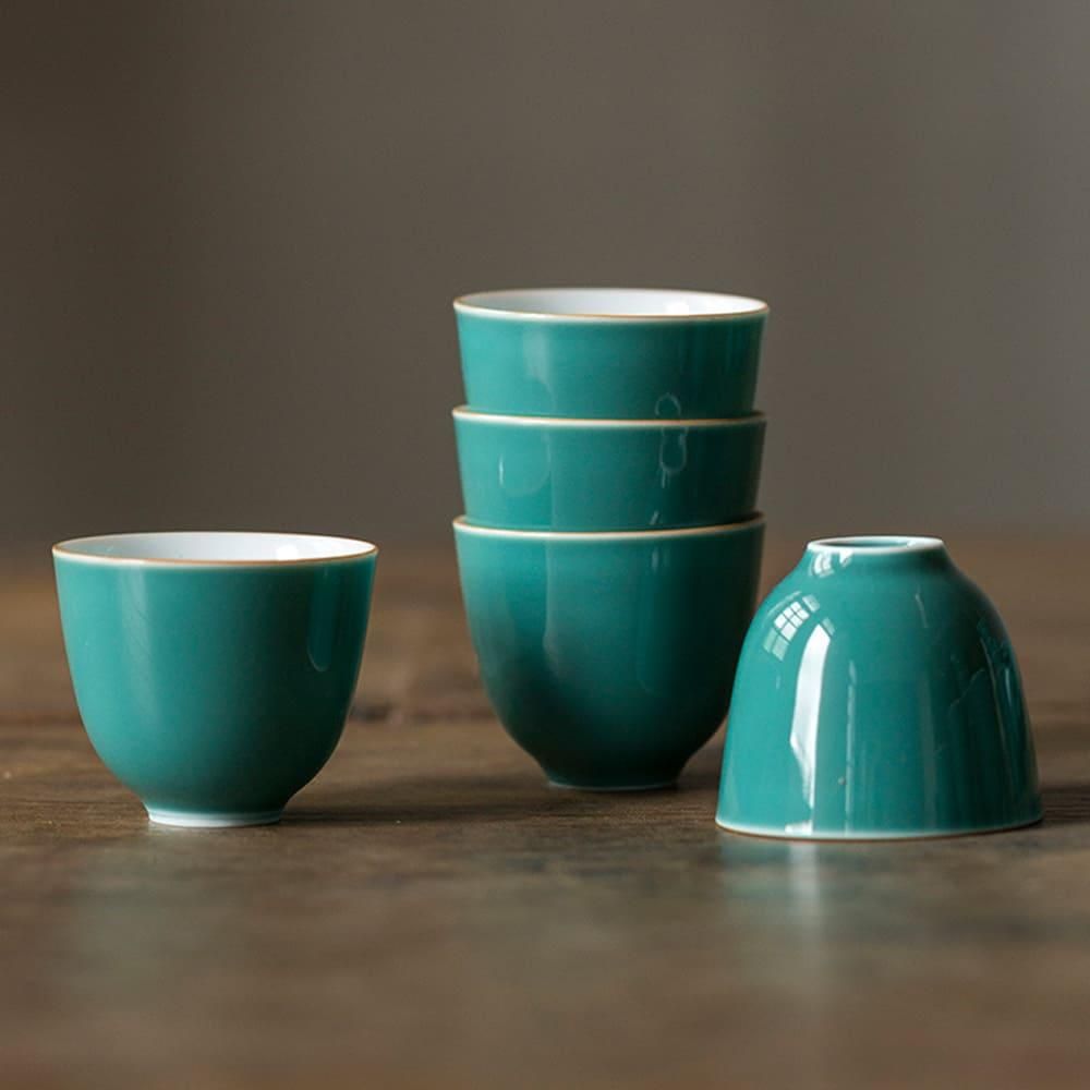 YUGA+} 松石緑釉｛茶杯 カップ｝5個 - 高品質薬膳総合ブランド癒雅膳食
