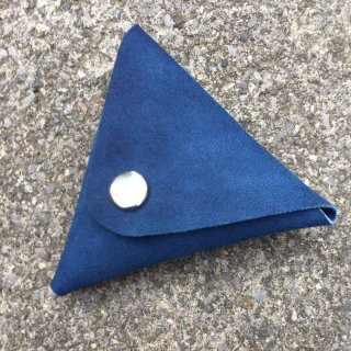 本革 藍染め レザー 三角コインケース 『 無垢 』日本製 山羊革 ハンドメイド