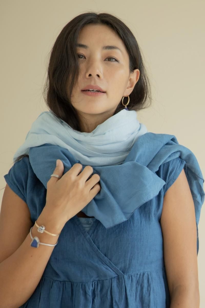 シアースカーフ エメラルドグリーン/インディゴ/ココナッツピンク