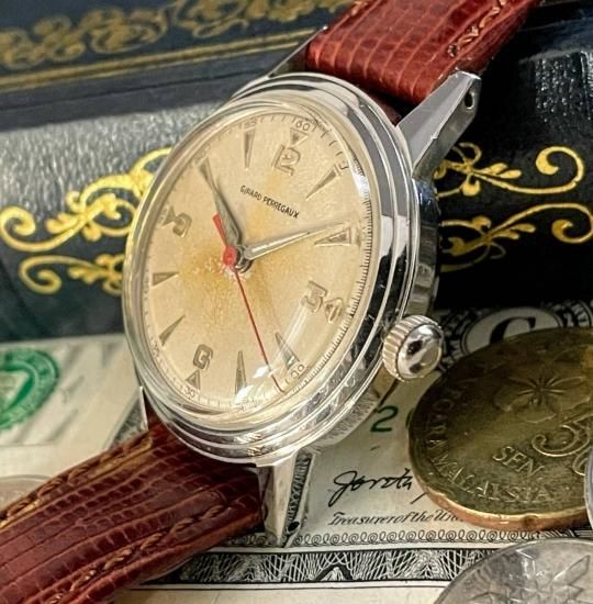 【整備済】ジラールペルゴ /Girard  Perregaux/ジャイロマティック/32mm/1950’s/アンティーク/自動巻/シルバー/メンズ腕時計/送料無料 - Collector's  High