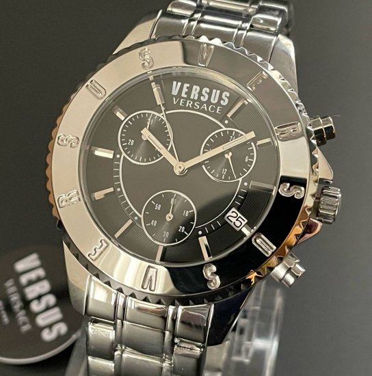 シルバー黒VERSUS VERSACE新品メンズ腕時計 高級ファッションウォッチちーちゃん出品いろいろ