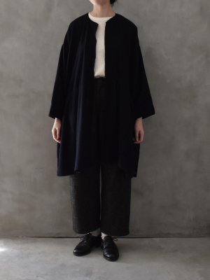 kaval / Front open cardigan (Soft cashmere wool etamine) col.dark navy