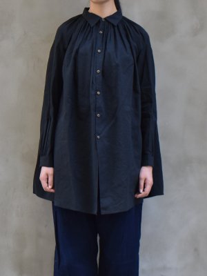 kaval / Poncho blouse long sleeve (Coton linen plain fine) col.dark navy