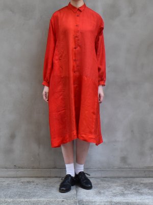 kaval / Back gather dress (Japanese antipue silk) col.red
