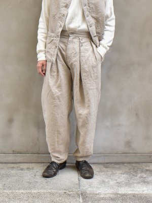 kaval / Button tuck trousers(High count 25/linen) col.natural