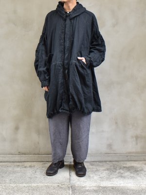 kaval /Blanket stitched foodie coat (Midium linen gauze) col.black