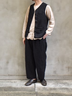 kaval / Front sac waist coat(High count 25/linen) col.black