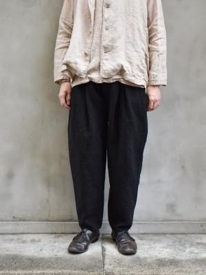 kaval / Button tuck trousers(High count 25/linen) col.black