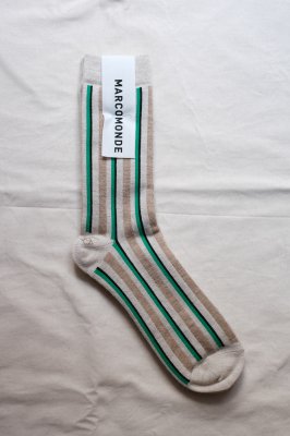 MARCOMONDE / stripe socks col.light beige