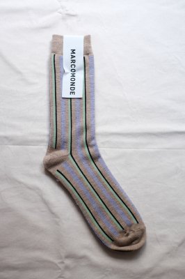 MARCOMONDE / stripe socks col.light brown