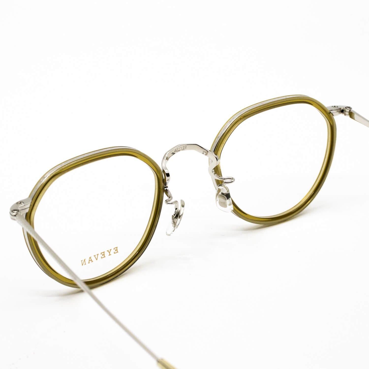 極美品 EYEVAN E-0515 47 アイウェア 伊達メガネ 彫刻 EYEVAN E-0515 PBKG ブラック 47(PBKG ブラック 47): メガネ