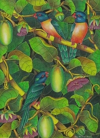 インコ画 （額装代込） - sur-murs Art