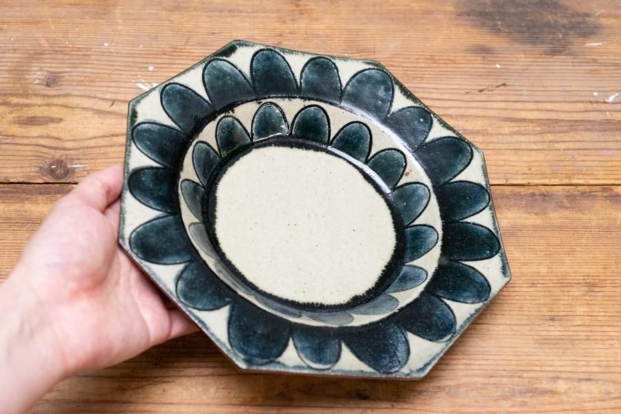 深貝工房　7寸リム皿　2枚セット　やちむん 深貝工房 7寸リム皿 2枚セット やちむん 深貝工房 | 6