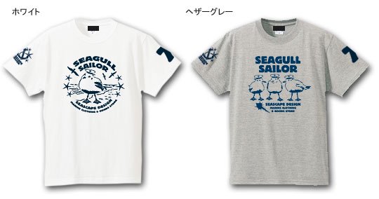 Seagull Sailor フロントプリント マリンTシャツ / ユリカモメをモチーフにした、ファニーで、爽やかなマリンテイストデザイン。3種類から選べる!