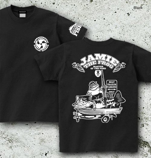 JAMIE THE FROG バスフィッシングTシャツ / カエルがバス釣りをするコミカルなデザイン、5種類のデザインから選べる!