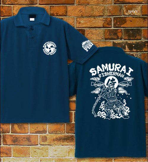 SAMURAI FISHERMAN バスフィッシングポロシャツ / バス釣りをする侍を、和テイストで迫力満点にデザイン!