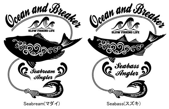  Ocean and Breaker フィッシング 長袖Tシャツ / 南国調のテイストでデザイン、人気の18魚種から選べる!!