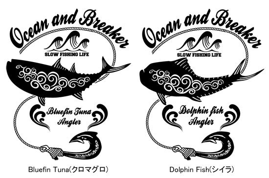 Ocean and Breaker フィッシング Tシャツ / 南国調のテイストでデザイン、人気の18魚種から選べる!!