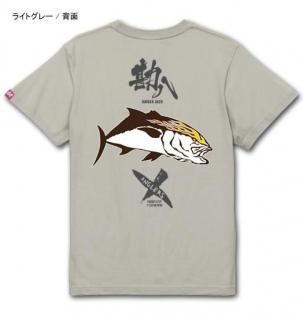 <img class='new_mark_img1' src='https://img.shop-pro.jp/img/new/icons1.gif' style='border:none;display:inline;margin:0px;padding:0px;width:auto;' />X-ANGLERS GR 勘八 フィッシング Tシャツ / 筆文字、カンパチ、ファイヤーパターンを組み合わせたスタイリッシュデザイン