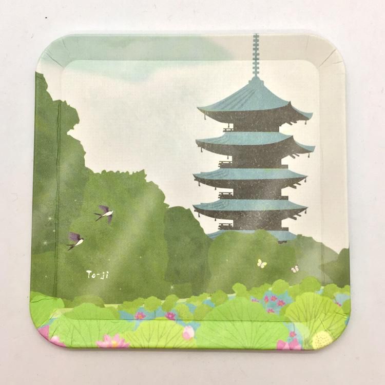 京都の風景の飾り皿 飾り皿 さくら紅富士 スタンド付 漆塗り・木製 漆器の井助