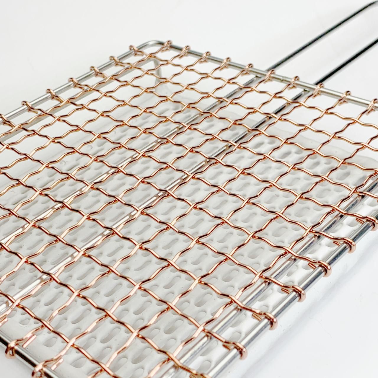 鳥井金網工芸 銅製セラミック焼き網 セラミック付焼き網 中サイズ 20cm | 鳥井金網工芸