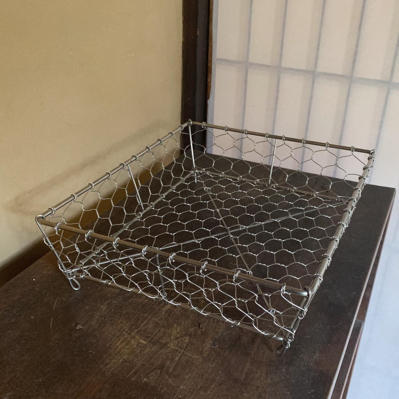 京金網細工 手編みかご 中サイズ 20㎝ 手編みかご（銅） 中 【受注生産品】 | 手編みかご｜手編みかご