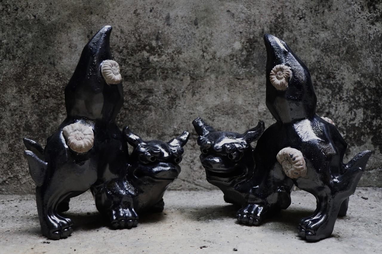 玉乗り25cm 辰砂 | 壺屋焼シーサー - 育陶園 やちむんの窯元