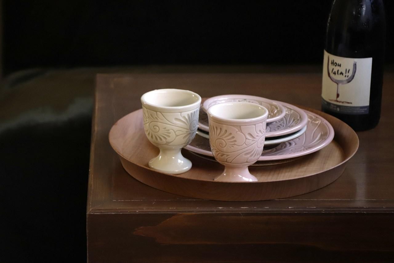 限定一色・珊瑚唐草|ワイングラス - 育陶園 やちむんの窯元