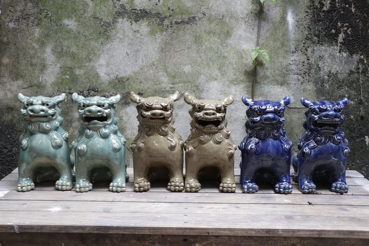 琉球古典焼　やちむん　壺屋焼　唐獅子　シーサー　立体　花瓶　高さ約24cm cy0yNbKjX8a7vuy74rvSX8a7vuy74r