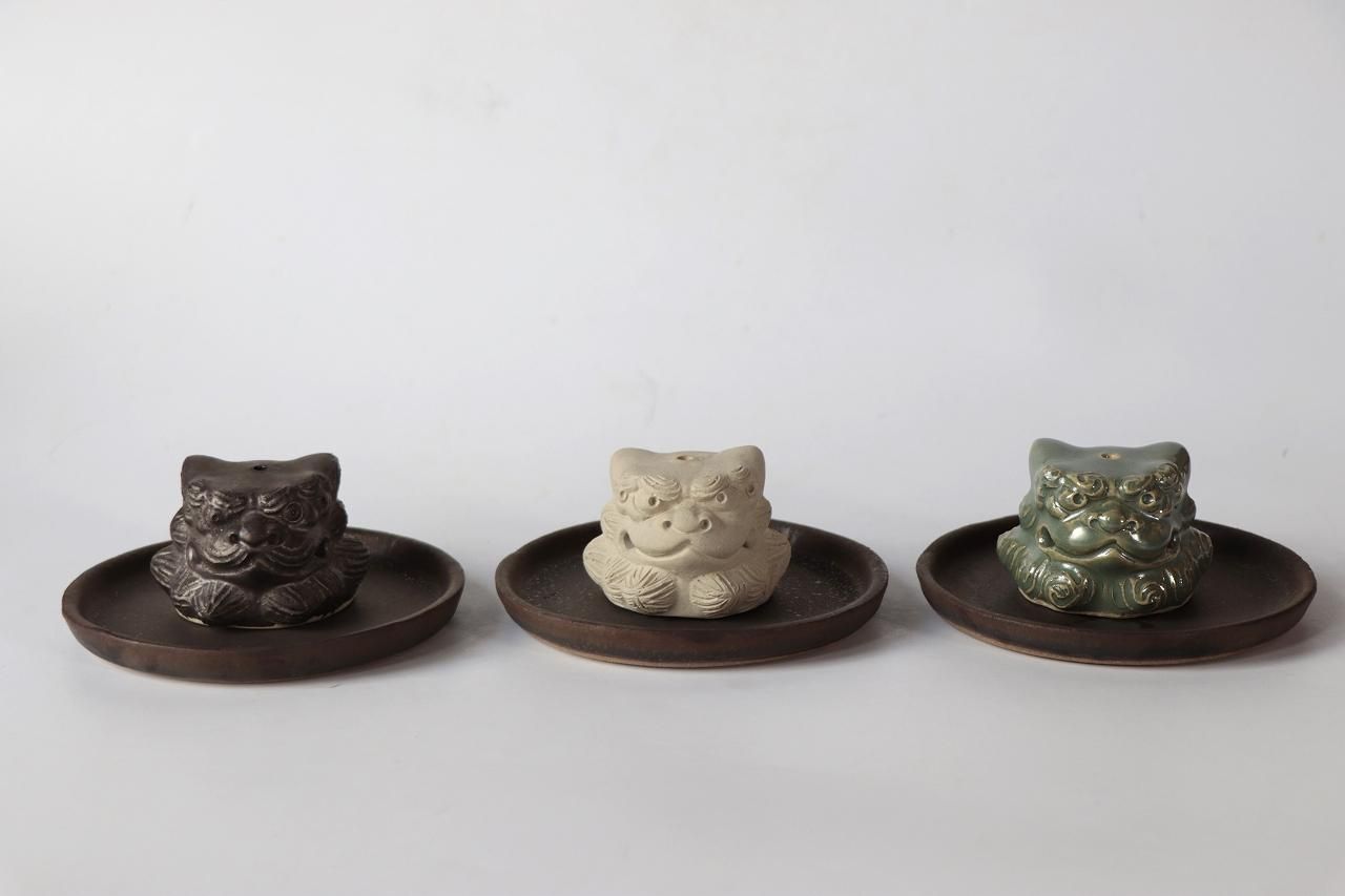 壺屋焼 名工【故】島常賀 チブル（頭）シーサー 直しあり
