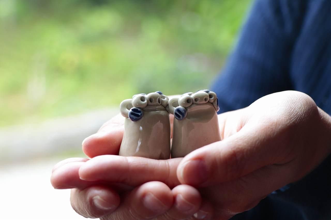 ミニペアシーサーB - 育陶園 やちむんの窯元｜沖縄の陶器 和食器