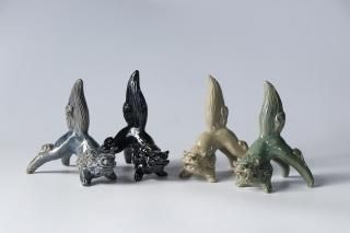 【海出品】現代の名工　高江洲育男　作　辰砂釉　獅子一対 海出品】現代の名工 高江洲育男 作 辰砂釉 獅子一対 Yahoo