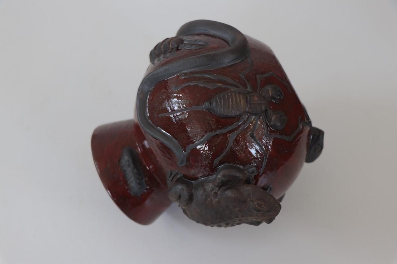 東炎窯　壷　54x20cm 東炎窯 壷 54x20cm 水野陽景 Yokei Mizuno 焼締窯変ポット（丸