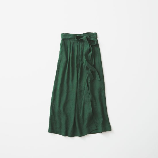 Linen Wrap Skirt  -Green 