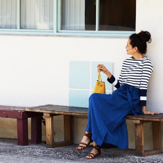 Linen Wrap Skirt - Indigo Blue