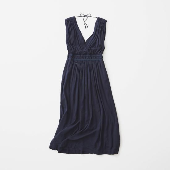 Double V-Neck Dress  -Navy 