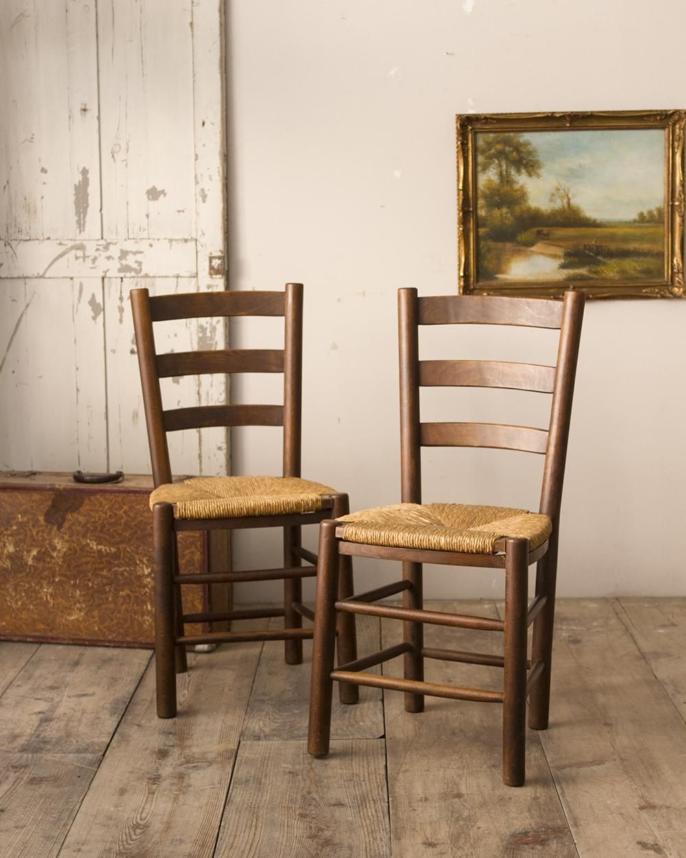 【antique】ラダーバックラッシュシートチェア antique】ラダーバックラッシュシートチェア