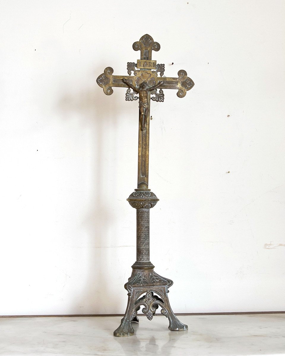 ヴィンテージ イエスキリスト像 十字架D10cm - 金属工芸